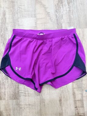 Under Armour Women's Bright Purple Athletic Running Shorts with Black Trim